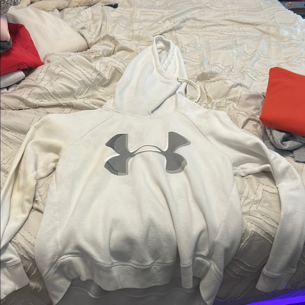 Under Armour White Hoodie with Gray Logo